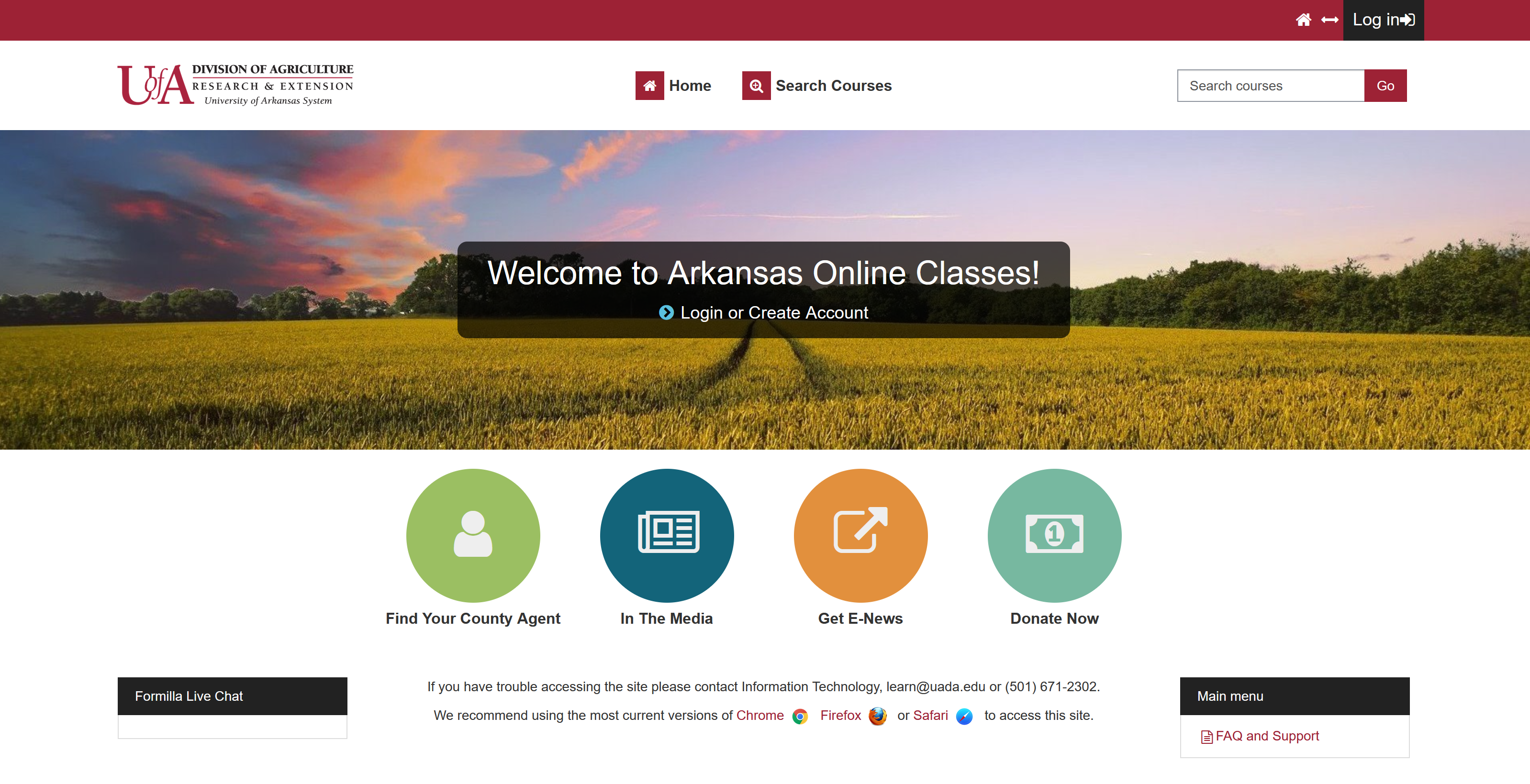 screenshot of home page for Learn