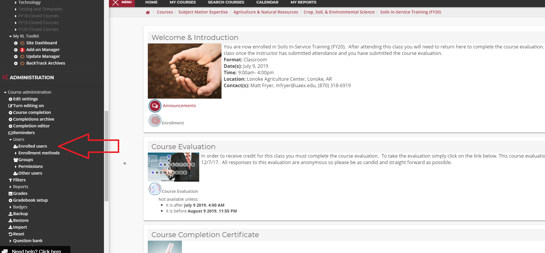 screen shot of enroll users