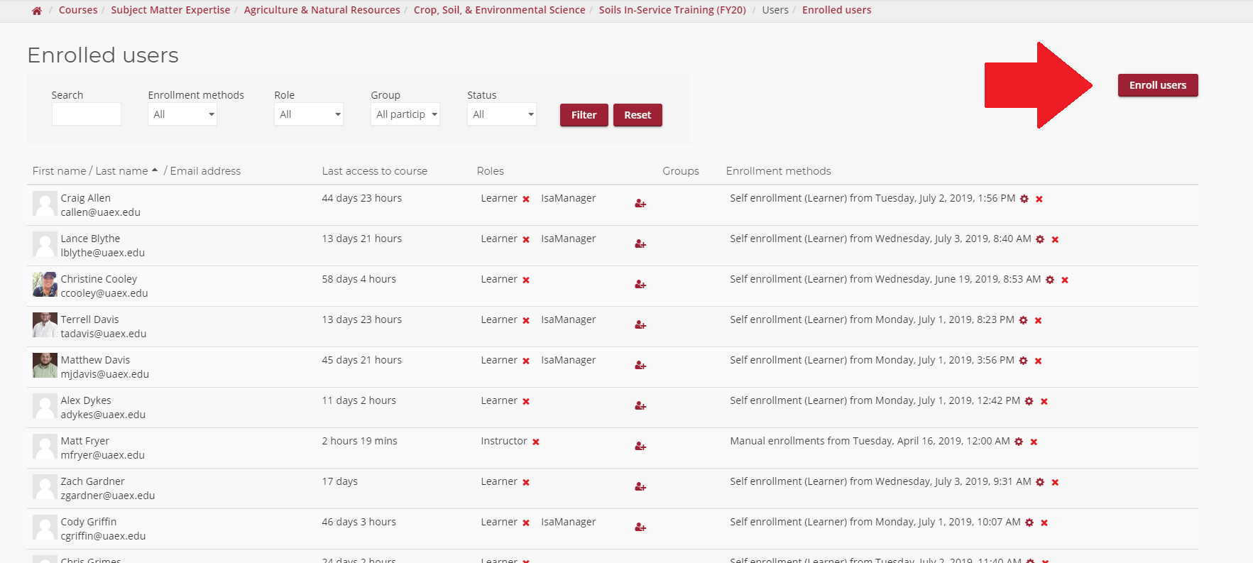 enroll users screen shot
